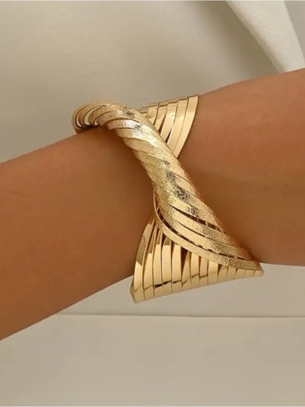 Gold Matte Cuff Bracelet. - Picture 2 of 8